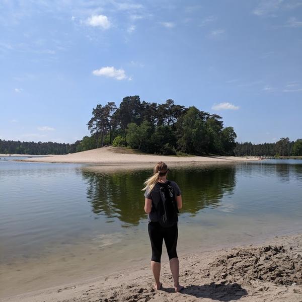 student on beach